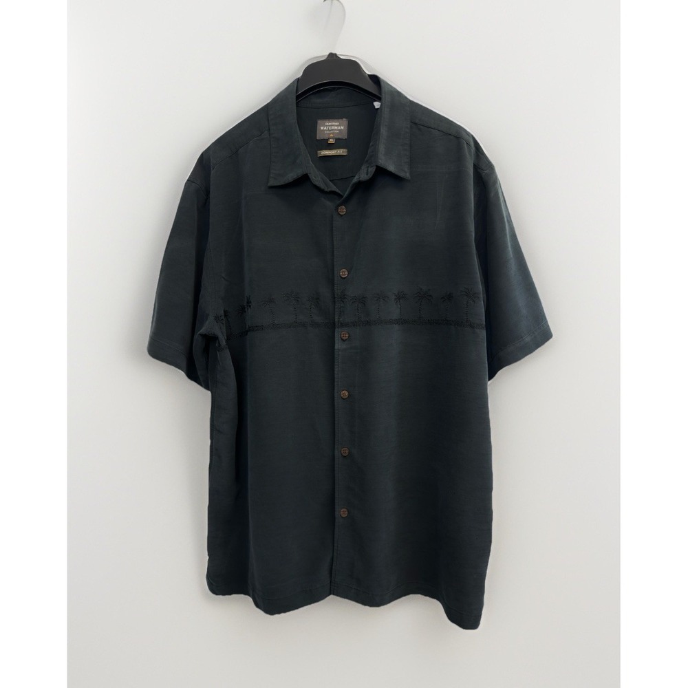 Quicksilver Waterman Collection Men's XL Tahiti Palms Black Button Up Shirt